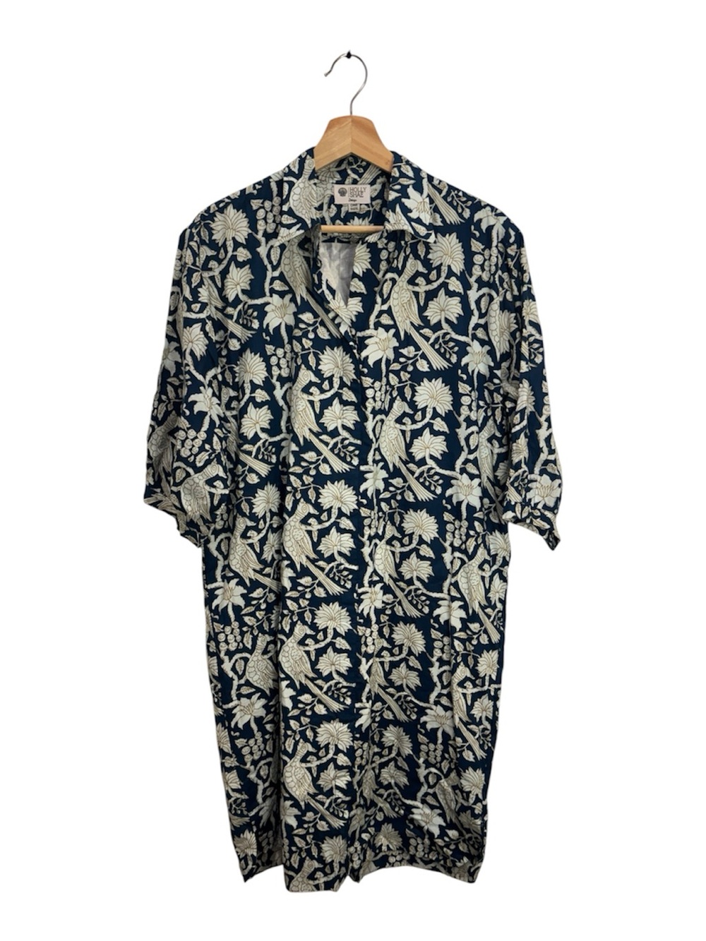Holly Shae Caftan Cover Up Dress Orig $224 One Size Blue Bird Print